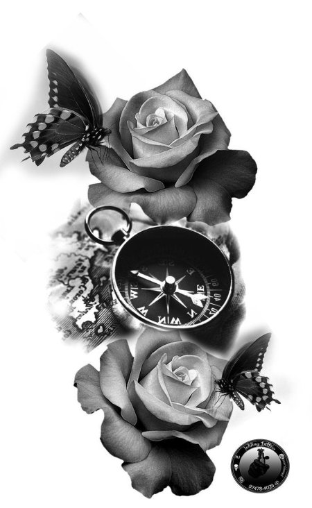 Эскиз тату часы