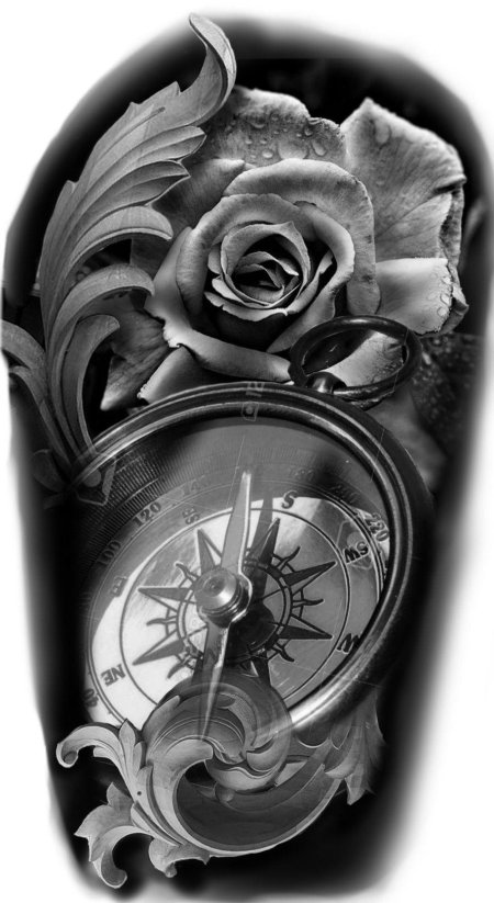 Тату эскиз компас