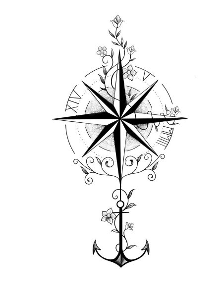 Роза ветров татуировка