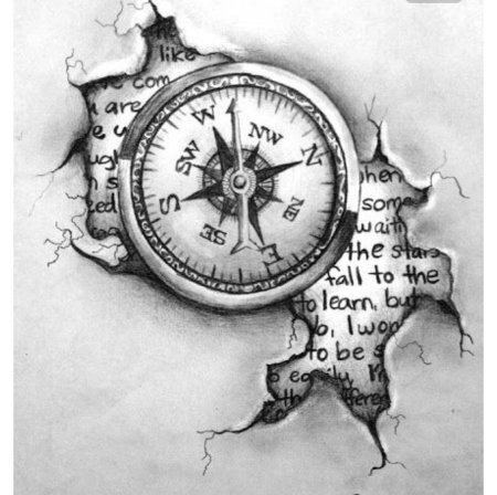 Татуировки с компасом и картой