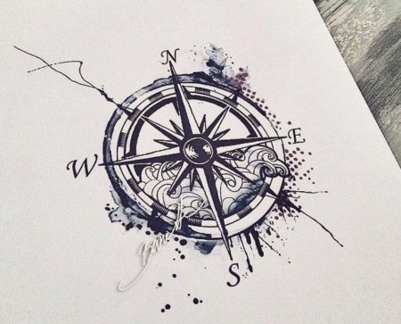 Тату компас роза ветров эскиз