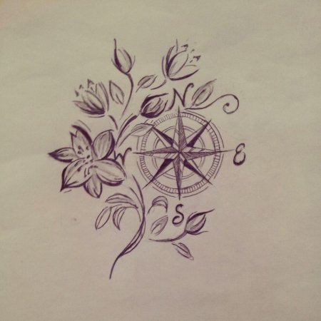 Тату компас роза ветров эскиз