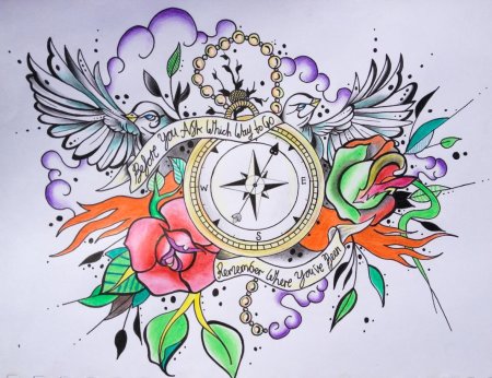 Тату эскиз компас