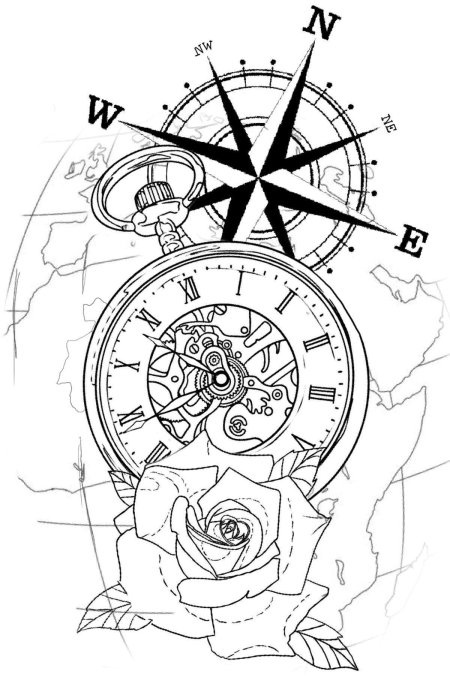 Компас эскиз тату