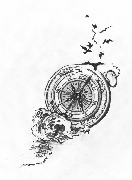 Эскиз тату компас