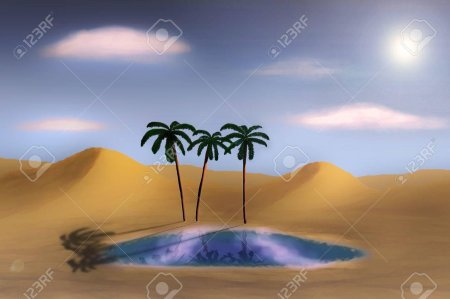 Пустынный оазис три пальмы
