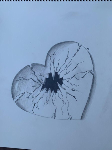 Broken heart drawing