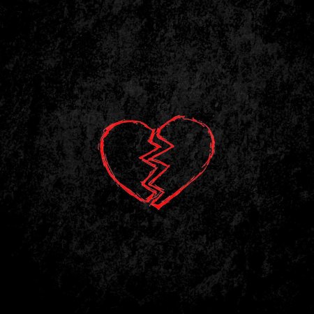 Разбитое сердце на чёрном фоне