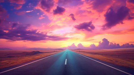 Красивый закат дорога