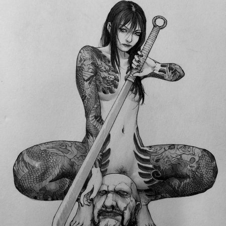 Женщина самурай тату эскизы