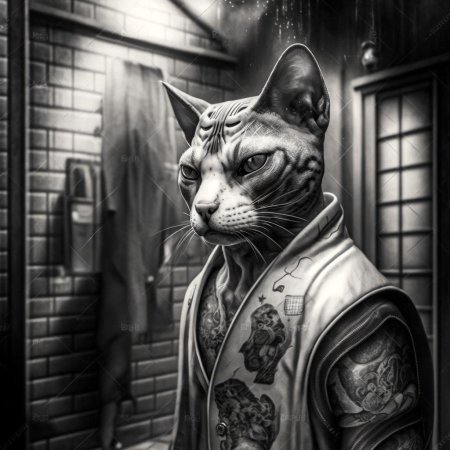 Кот якудза арт