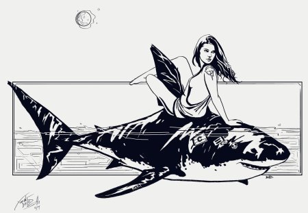 Девушка и акулы