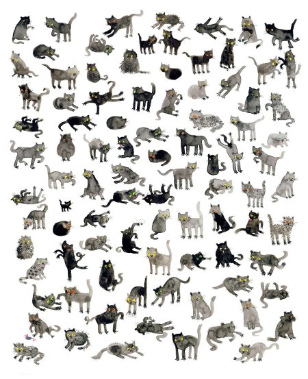 Котики много на одном листе