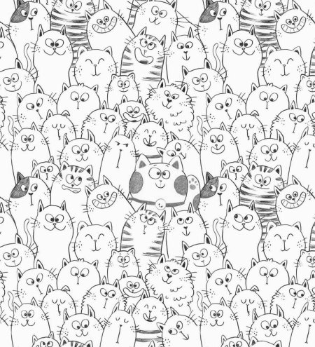 Раскраска дудл котик