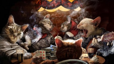 Коты играющие в покер картина