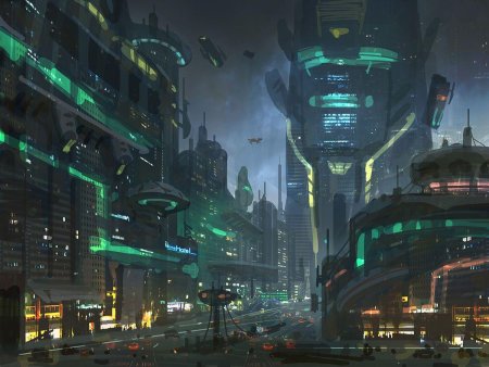Футуристик киберпанк город