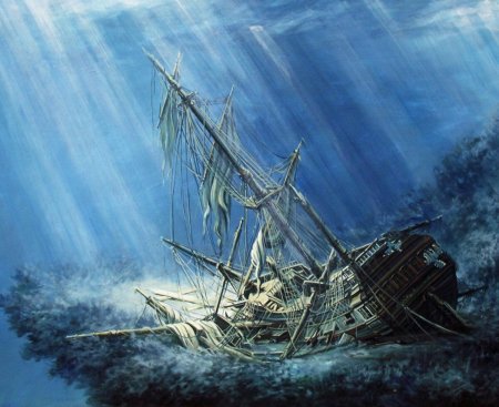 Затонувший галеон корабль картина