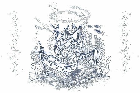 Затонувший корабль раскраска