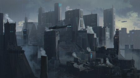 Sci-fi art город киберпанк антиутопия