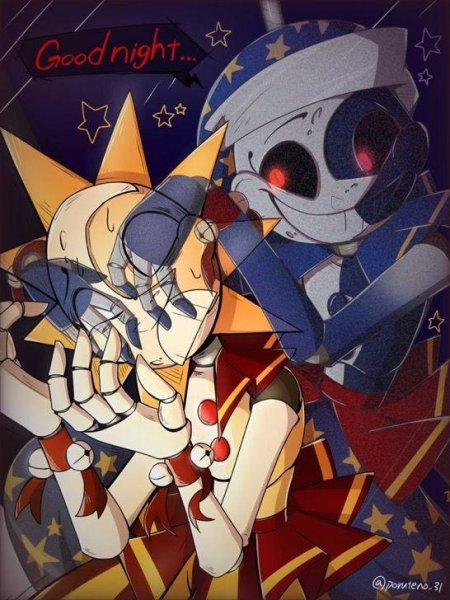 Солнце и луна фнаф арт они показывают сердце