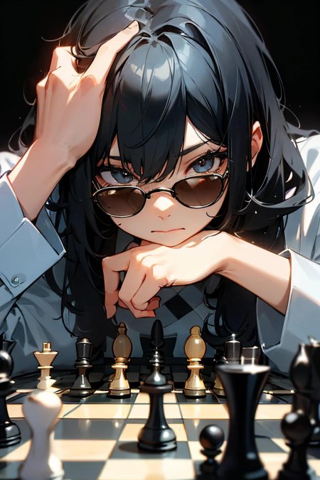 Девушка играет в шахматы