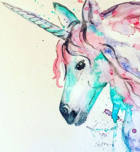 Единорог акварель