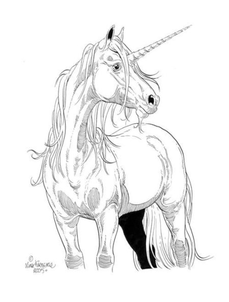 Рисунок единорога карандашом