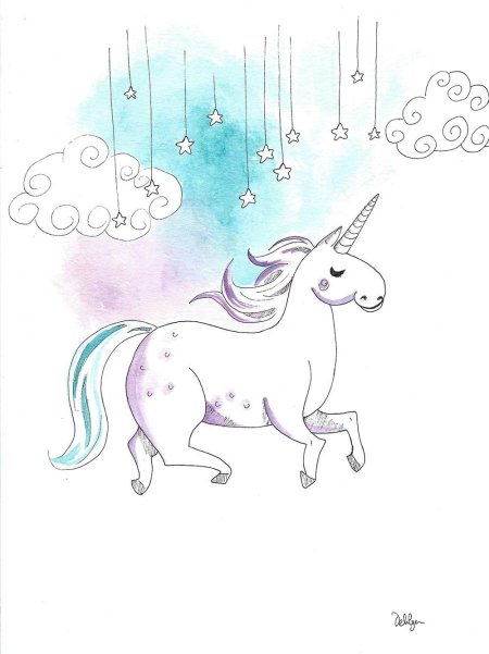 Единорог рисунок для срисовки лёгкие