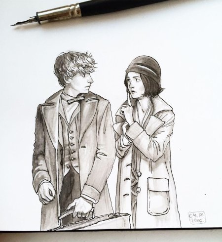 Ньют саламандер и тина гольдштейн