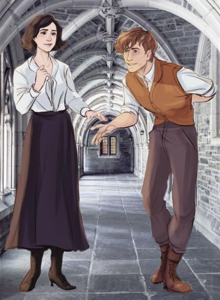 Ньют саламандер и тина гольдштейн