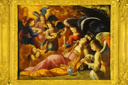 The penitent magdalene comforted by angels