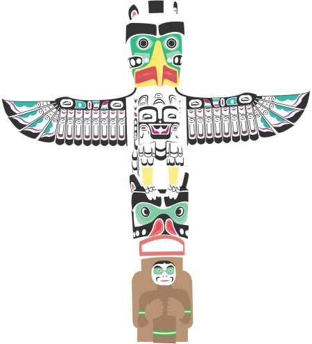 Тотемные столбы индейцев северной америки вектор