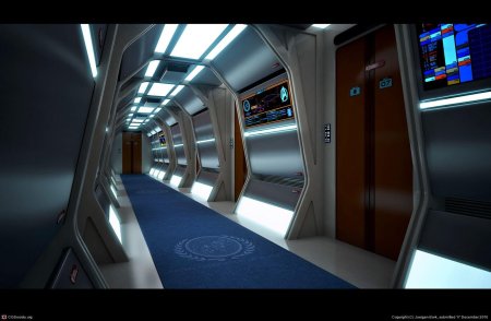 Коридор космического корабля будущего sci-fi