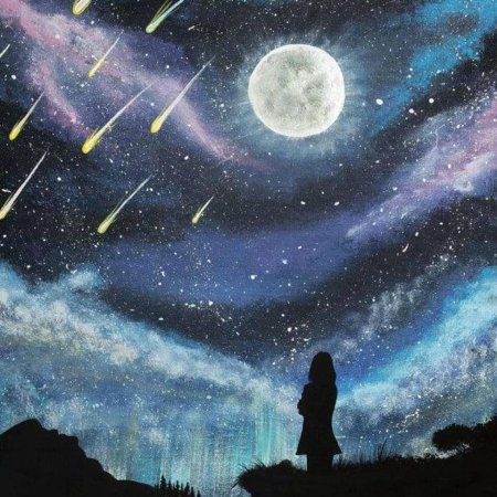 Девочка на фоне звездного неба