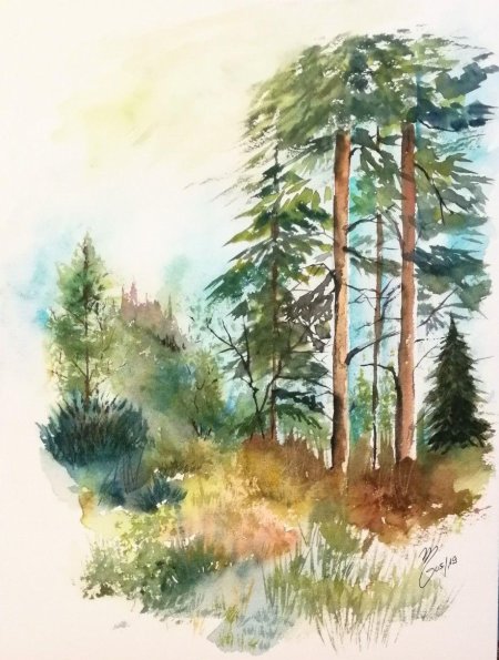 Пейзаж акварель