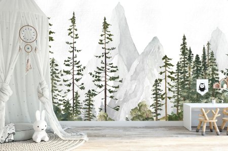 Сосновый лес акварелью