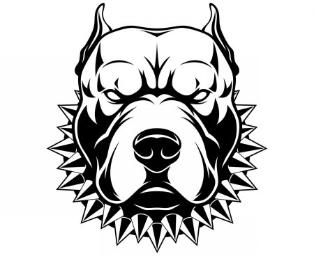 Эскизы тату питбуля с оскалом