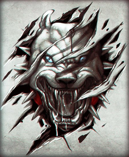 Оскал питбуля эскиз