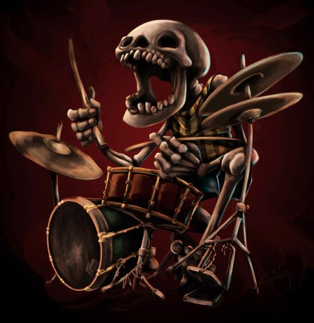 Скелет с барабанами