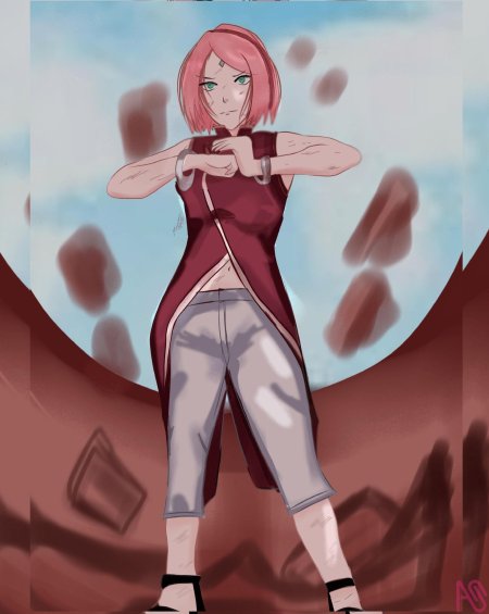 Сакура харуно на фоне сакуры