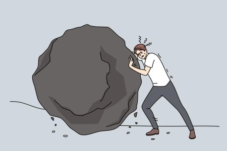 Чел толкает камень