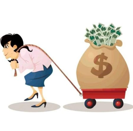 Тащит мешок с деньгами
