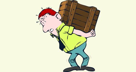 Человек несет тяжесть