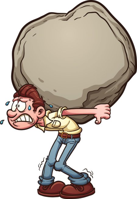 Человек несет камень