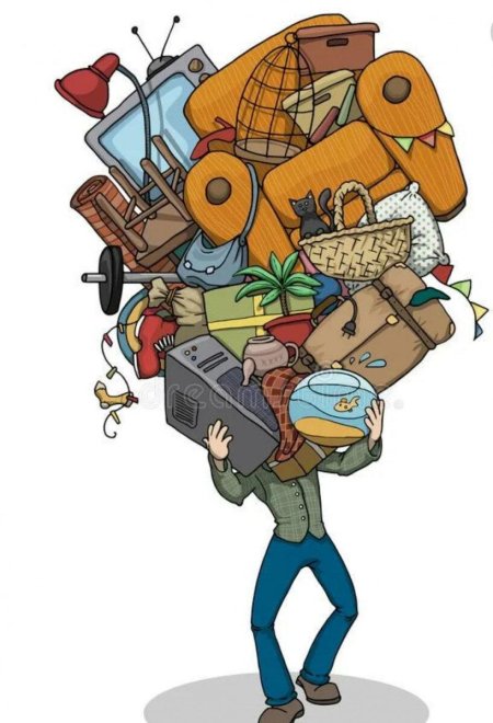 Человек с кучей вещей