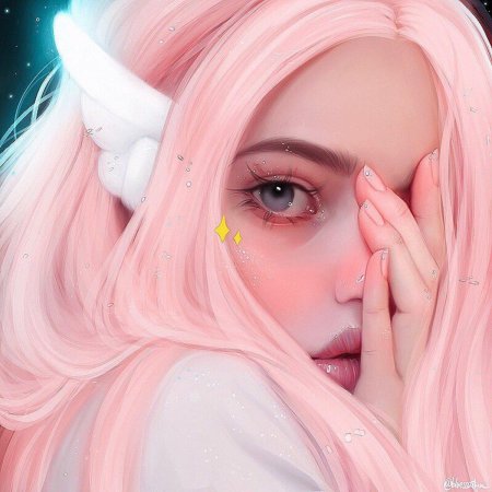 Девушка с розовыми волосами арт