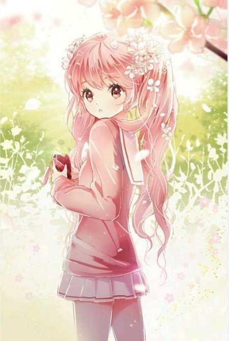 Аниме девочка розовая