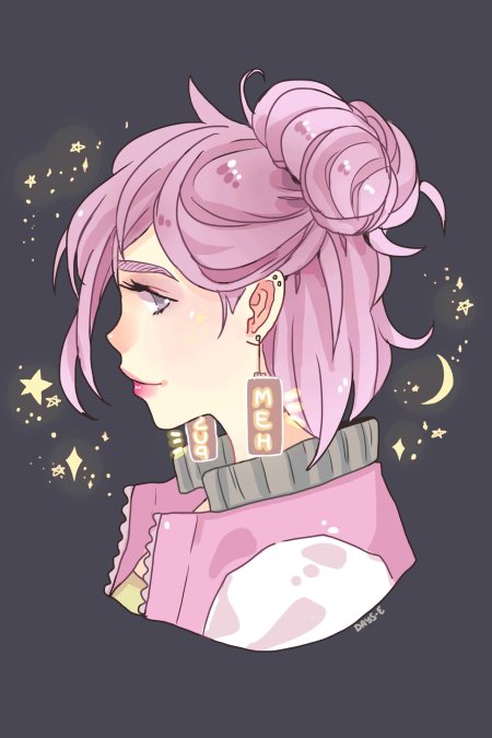 Девушка с розовыми волосами арт