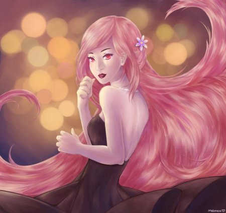 Девушка с розовыми волосами арт