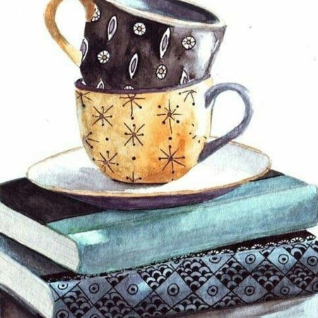 Чашка с чаем акварель